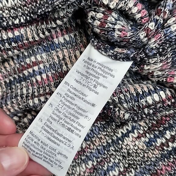 Madewell Pink Blue Black White Mottled Cropped Knit Multicolor Sweater M (A0023) - Picture 10 of 10